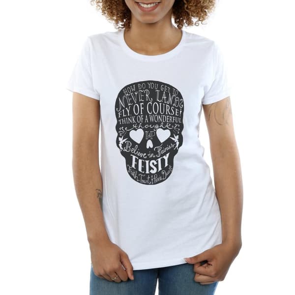 Disney Womens/Ladies Tinker Bell Skull Cotton T-Shirt