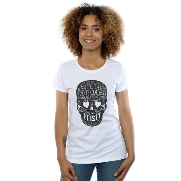 Disney Womens/Ladies Tinker Bell Skull Cotton T-Shirt