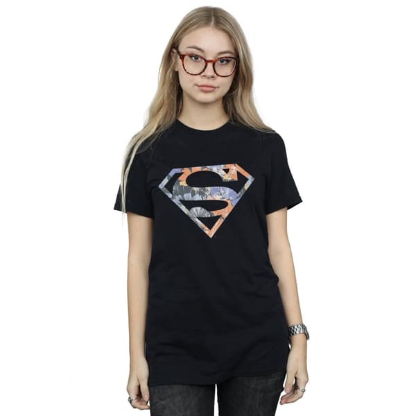DC Comics Dam/dam Superman - blommig logotyp 2 Boyfriend-t-shirt i bomull