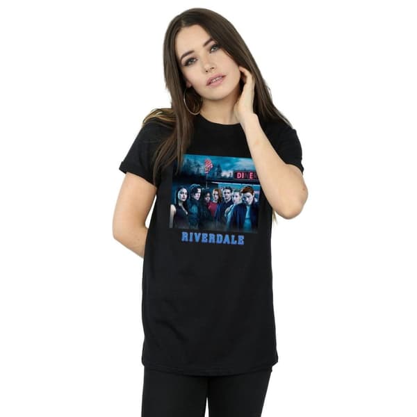 Riverdale Dam/kvinnor Diner Poster Boyfriend T-shirt i bomull