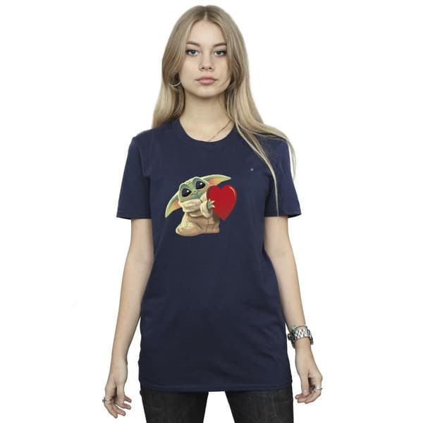 Star Wars Dam/kvinnor The Mandalorian The Kids With Heart Boyfriend T-shirt i bomull