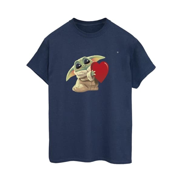 Star Wars Womens/Ladies The Mandalorian The Kids With Heart Cotton Boyfriend T-Shirt