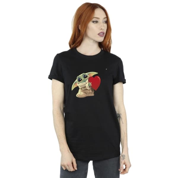 Star Wars Womens/Ladies The Mandalorian The Kids With Heart Cotton Boyfriend T-Shirt