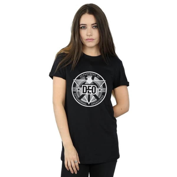 DC Comics Dam/Tjej Supergirl TV Series Deo Crest Boyfriend T-shirt i bomull