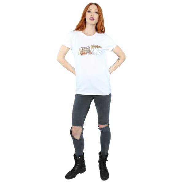 The Flintstones Womens/Ladies Family Car Distressed Cotton Boyfriend T-Shirt