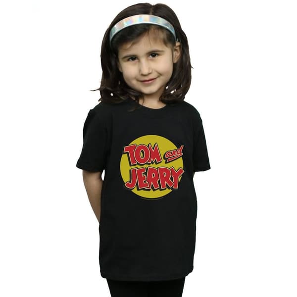 Tom And Jerry T-shirt i bomull med cirkellogotyp för flickor