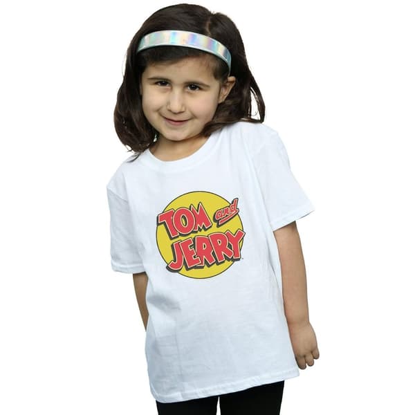 Tom And Jerry T-shirt i bomull med cirkellogotyp för flickor