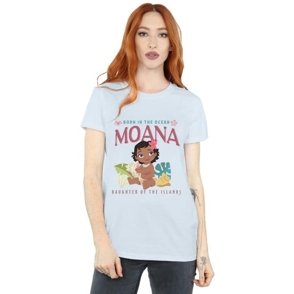 Disney Womens/Ladies Moana Born In The Ocean Cotton Boyfriend T-Shirt