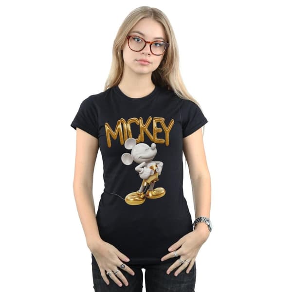 Disney Dam/Tjej Musse Pigg Guldstaty Bomulls-T-shirt