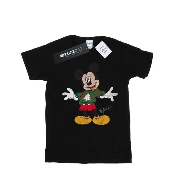 Disney Girls Mickey Mouse Christmas Jumper Cotton T-Shirt