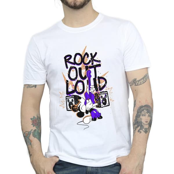 Disney Mens Mickey Mouse Rock Out Loud T-Shirt