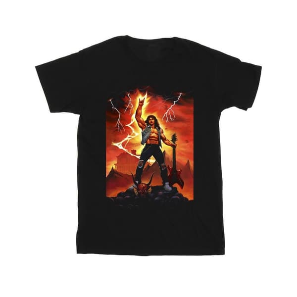 Netflix Stranger Things Hell Guitar T-shirt i bomull för flickor Black 7-8 Years