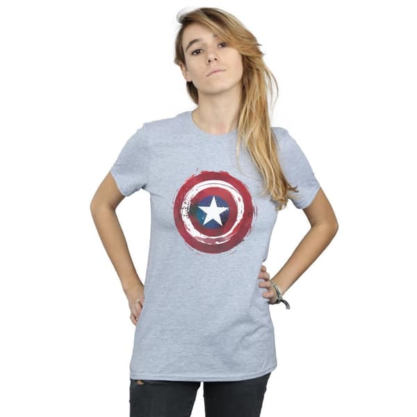 Marvel Dam / Dam Captain America Splatter Shield Boyfriend T-shirt i bomull