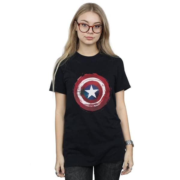 Marvel Dam / Dam Captain America Splatter Shield Boyfriend T-shirt i bomull