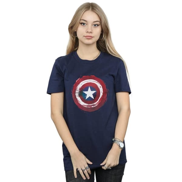 Marvel Dam / Dam Captain America Splatter Shield Boyfriend T-shirt i bomull