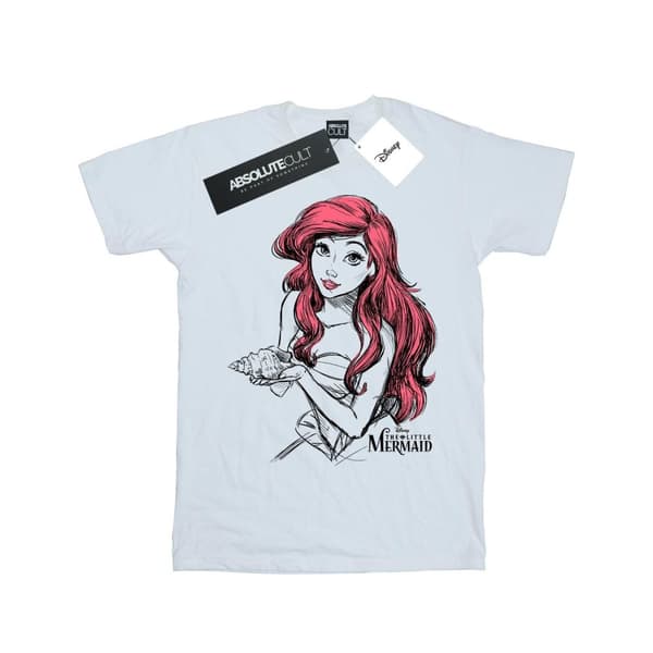 Disney Dam/dam Ariel Shell Sketch Bomull Boyfriend T-shirt