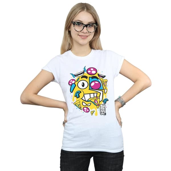 DC Comics Womens/Ladies Teen Titans Go Pizza Face Cotton T-Shirt