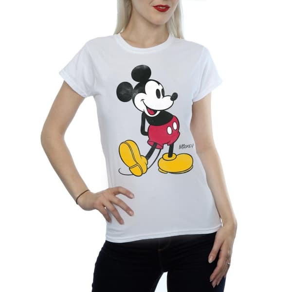Disney Womens/Ladies Mickey Mouse Classic Kick Cotton T-Shirt