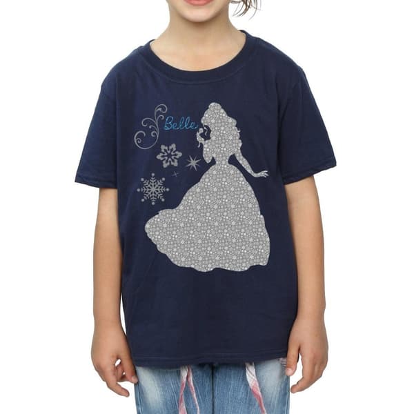 Disney Princess Belle Christmas Silhouette T-shirt i bomull för flickor