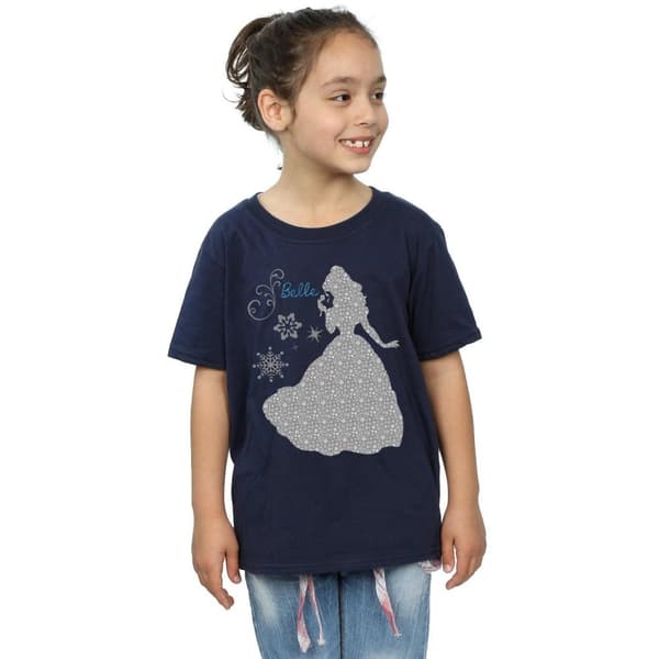 Disney Princess Belle Christmas Silhouette T-shirt i bomull för flickor