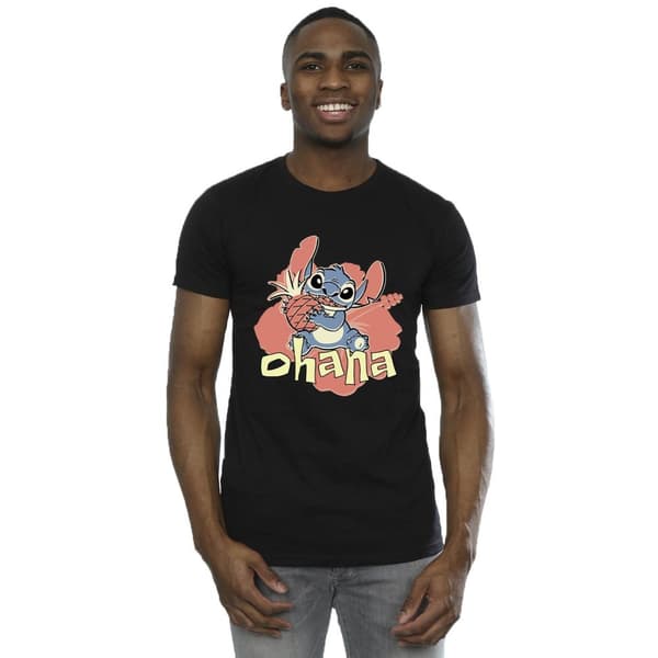 Disney Mens Lilo And Stitch Ohana Pineapple T-Shirt