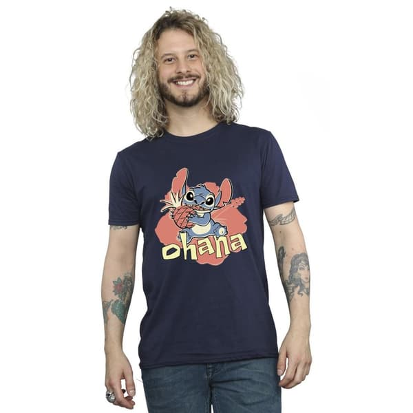 Disney Mens Lilo And Stitch Ohana Pineapple T-Shirt