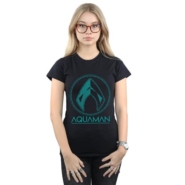 DC Comics Womens/Ladies Aquaman Aqua Logo Cotton T-Shirt