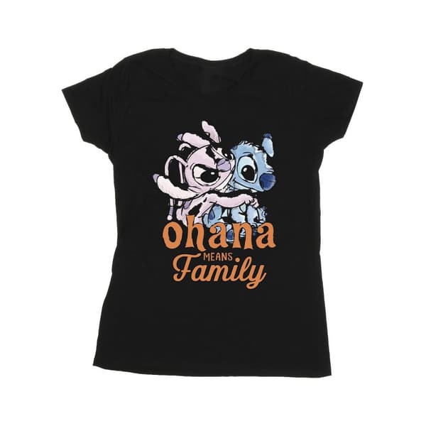 Disney Dam/Tjej Lilo And Stitch Ohana Angel Hug Bomulls-T-shirt