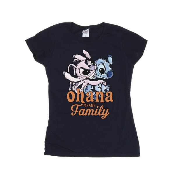 Disney Dam/Tjej Lilo And Stitch Ohana Angel Hug Bomulls-T-shirt