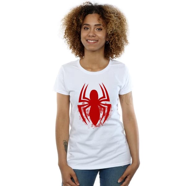 Marvel Womens/Ladies Spider-Man Logo Emblem Cotton T-Shirt