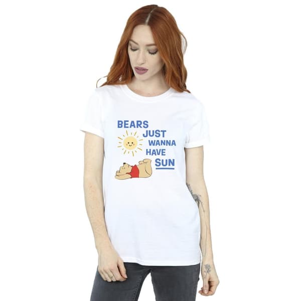 Disney Dam/kvinnor Winnie The Pooh Bears Just Wanna Have Sun Boyfriend T-shirt i bomull