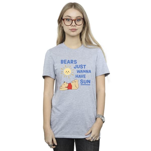Disney Dam/kvinnor Winnie The Pooh Bears Just Wanna Have Sun Boyfriend T-shirt i bomull