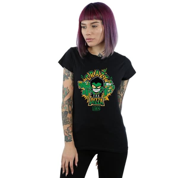 DC Comics Womens/Ladies Teen Titans Go Crazy For Pizza Cotton T-Shirt