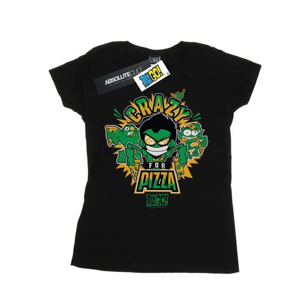 DC Comics Womens/Ladies Teen Titans Go Crazy For Pizza Cotton T-Shirt