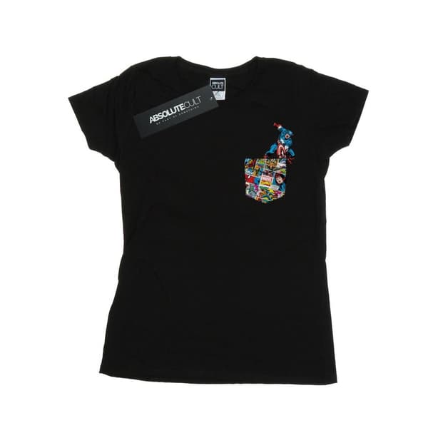 Marvel Womens/Ladies Captain America Faux Pocket Cotton T-Shirt