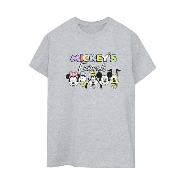 Disney Womens/Ladies Mickey Mouse And Friends Faces Cotton Boyfriend T-Shirt