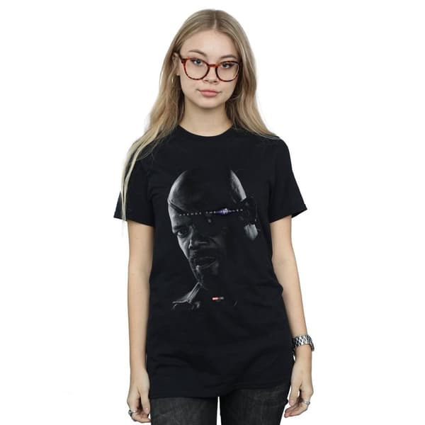 Marvel Womens/Ladies Avengers Endgame Avenge The Fallen Nick Fury Cotton Boyfriend T-Shirt
