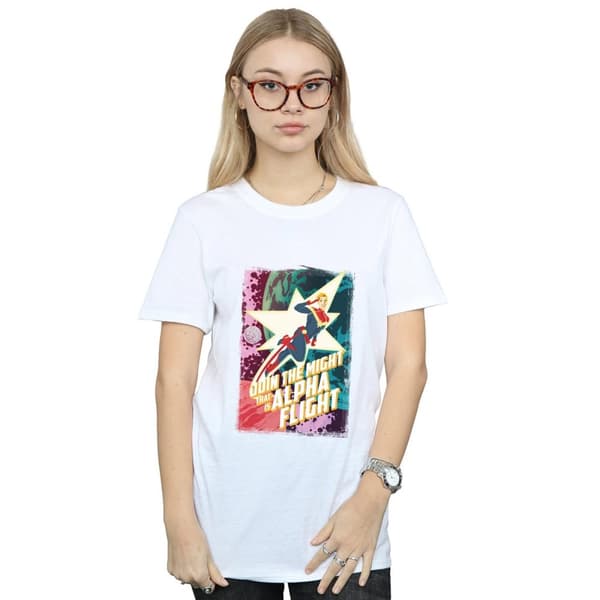 Marvel Dam/Tjej Captain Marvel Alpha Flight Boyfriend T-shirt i bomull