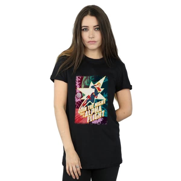 Marvel Dam/Tjej Captain Marvel Alpha Flight Boyfriend T-shirt i bomull