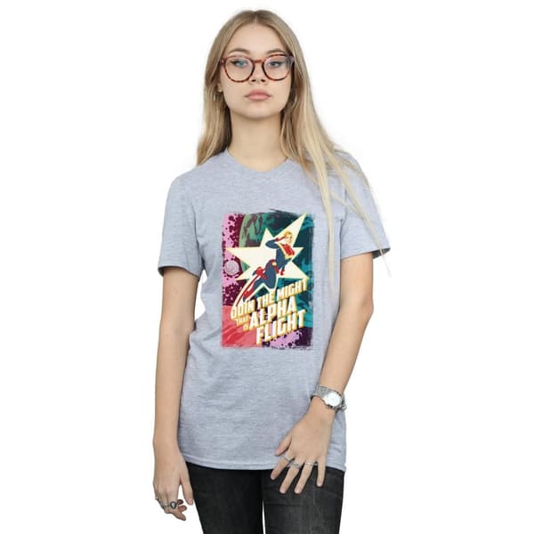 Marvel Dam/Tjej Captain Marvel Alpha Flight Boyfriend T-shirt i bomull