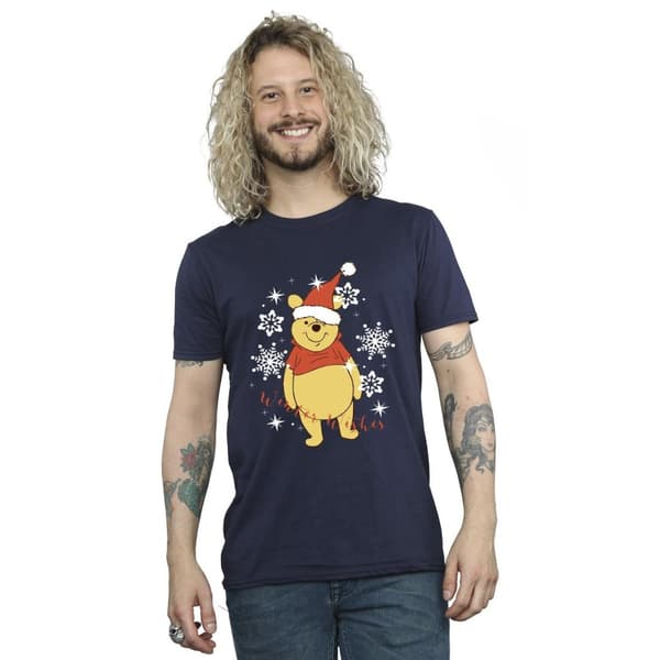 Disney Mens Winnie The Pooh Winter Wishes T-Shirt