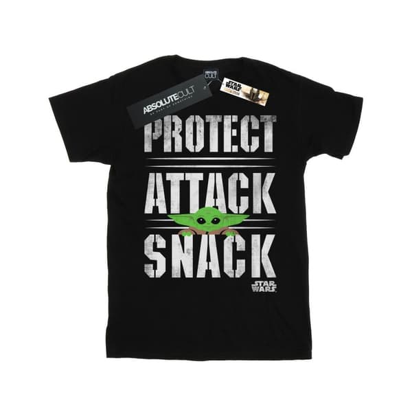 Star Wars T-shirt i bomull för flickor - The Mandalorian Protect Attack Snack
