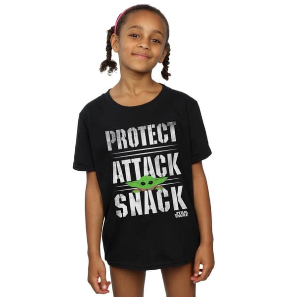 Star Wars T-shirt i bomull för flickor - The Mandalorian Protect Attack Snack