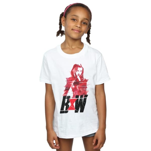 Marvel T-shirt i bomull med Black Widow-filmlogotyp och konstverk för flickor