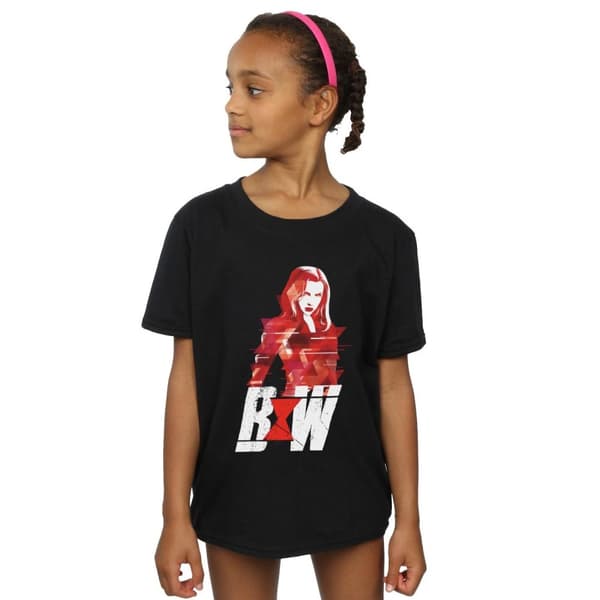 Marvel T-shirt i bomull med Black Widow-filmlogotyp och konstverk för flickor