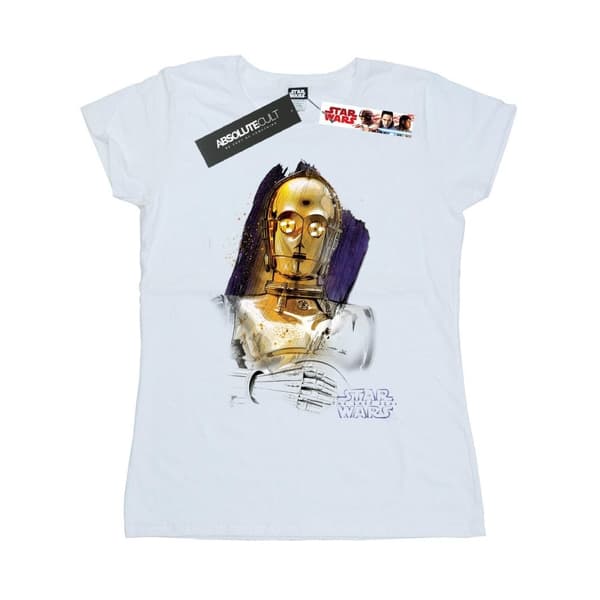 Star Wars Dam/Tjej - De sista jedi C-3PO T-shirt i borstad bomull White XXL