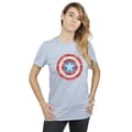 Miniatyrbild 2 av 3: Marvel Dam/dam Captain America - pixelerad sköld Boyfriend-t-shirt i bomull
