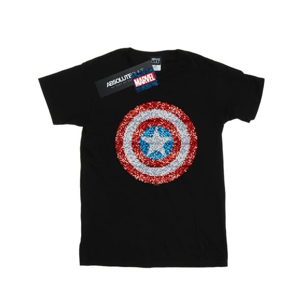 Marvel Dam/dam Captain America - pixelerad sköld Boyfriend-t-shirt i bomull