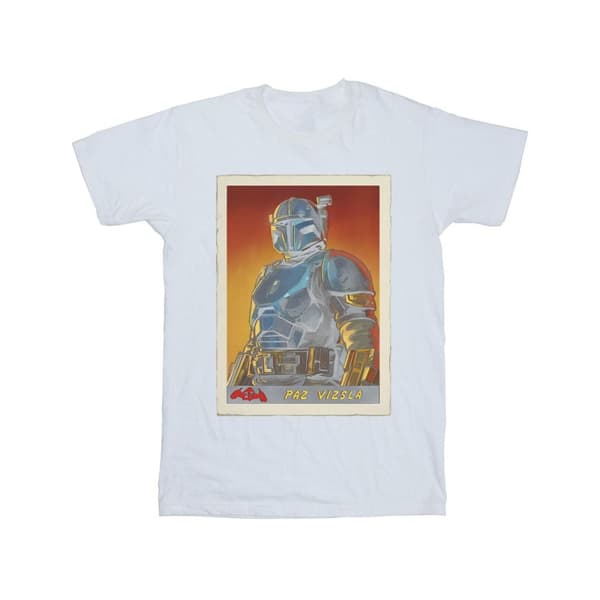 Star Wars Girls The Mandalorian Paz Vizla Card Cotton T-Shirt White 3-4 Years
