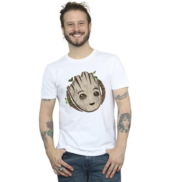 Marvel Mens I Am Groot Wooden Head T-Shirt